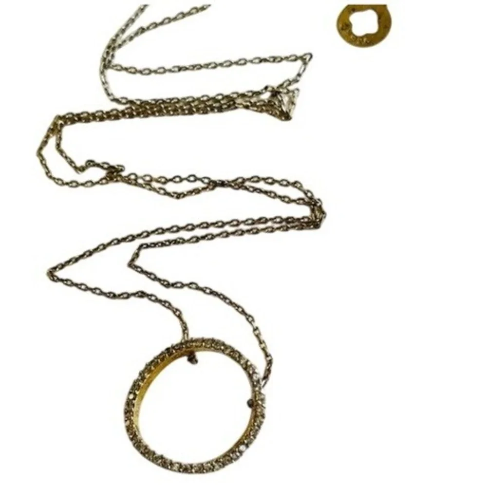 AS‎ Halo sparkling necklace dainty gold Vermeil sterling silver 925 rare 17